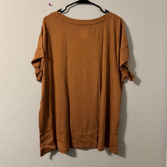 Nwt brown ribbed scoop neck tee 4x - Picture 3 of 6